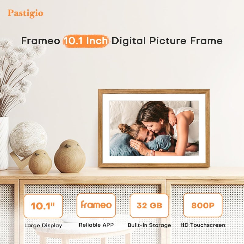 Pastigio Digital Picture Frame Frameo, 10.1 Inch Digital Photo Frame WiFi, Electric Slideshow Frame 1280 * 800IPS Touch Screen, Auto-Rotate, Share Videos Pictures, 32GB Memory, Gifts for Mom - Image 2